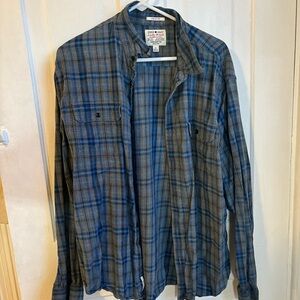 Lucky Brand Blue and Gray Plaid Shirt